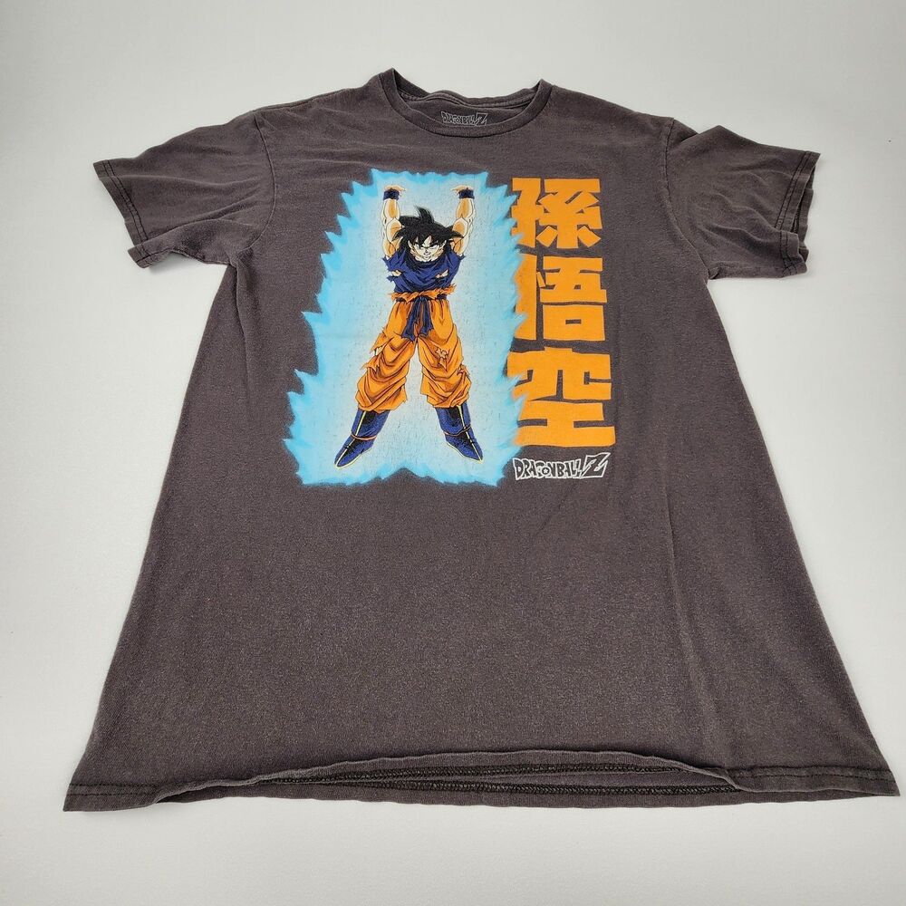 Dragon Ball Z Goku Spirit Bomb Anime Graphic T Shirt Gray Mens Medium